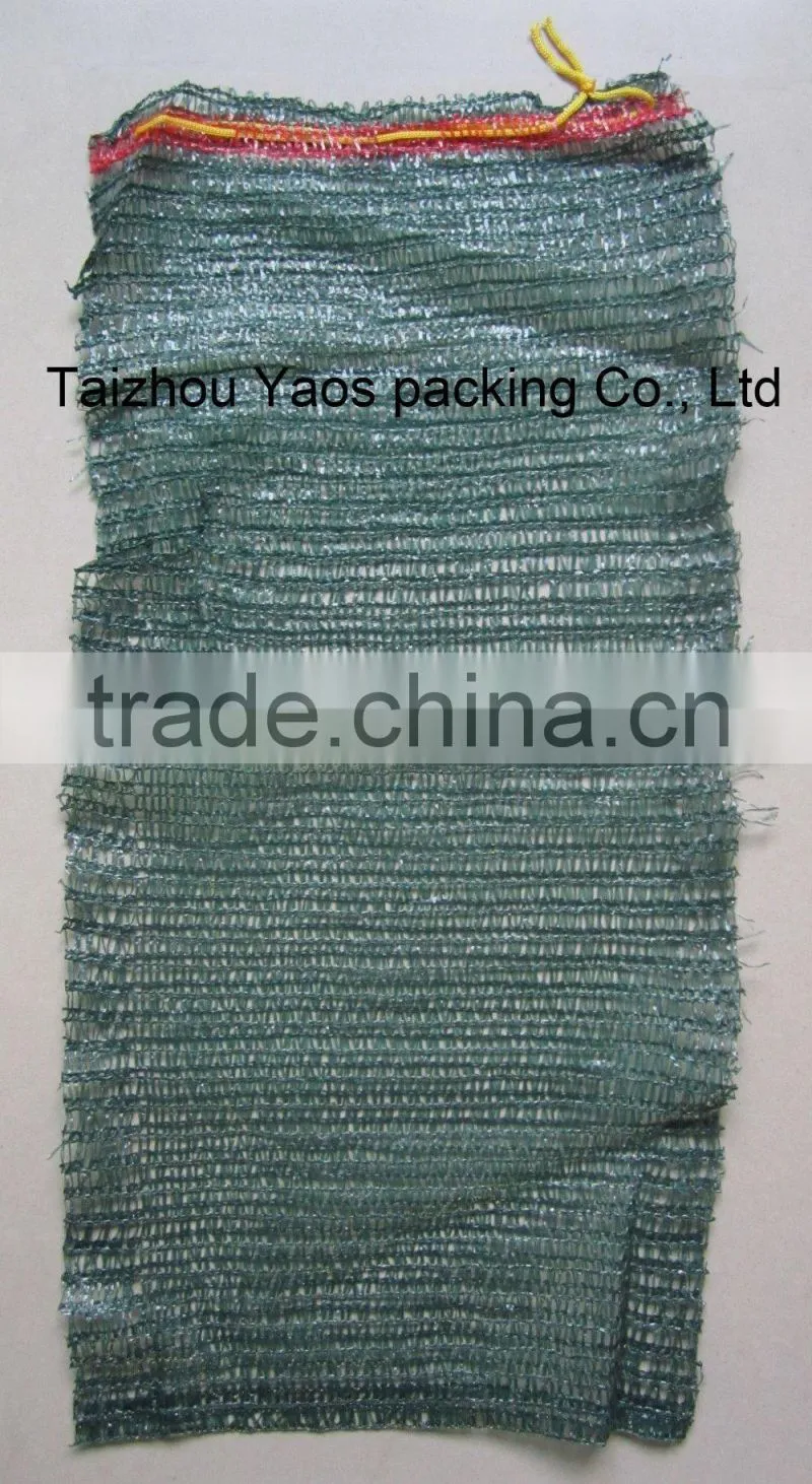 green PE raschel knitted plastic mesh bag vegetables onion bag