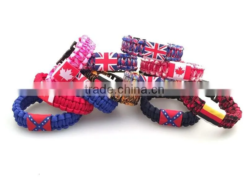 Popular paracord bracelet survival bracelet charm paracord bracelet with logo&steel buckle