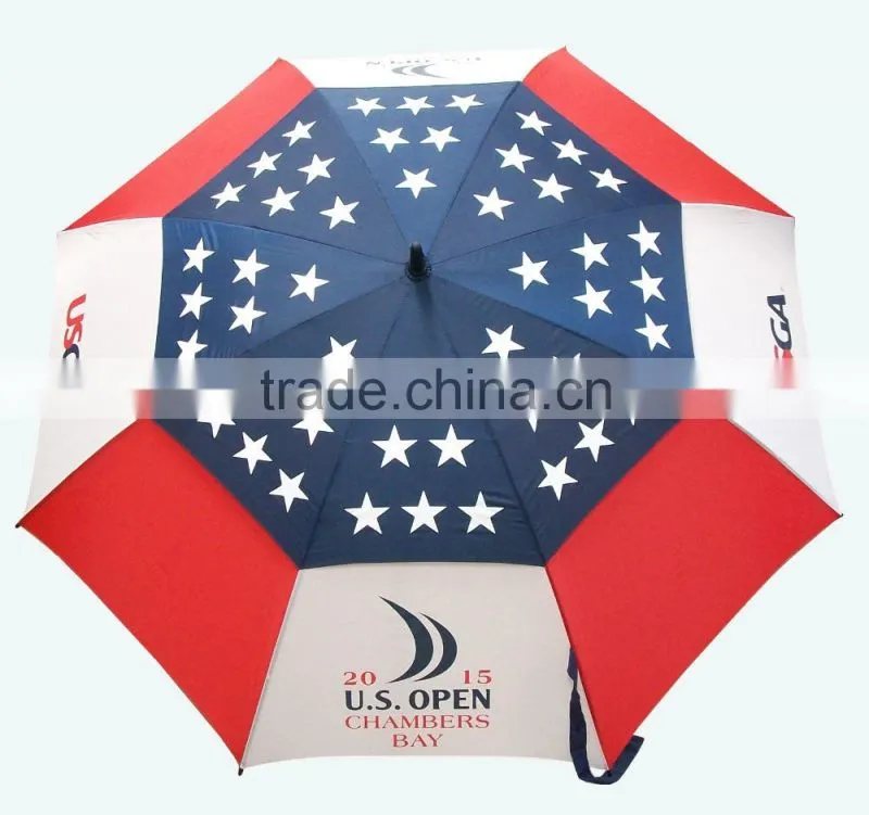 High Quality Pongee Logo Branding Straight Golf Umbrella