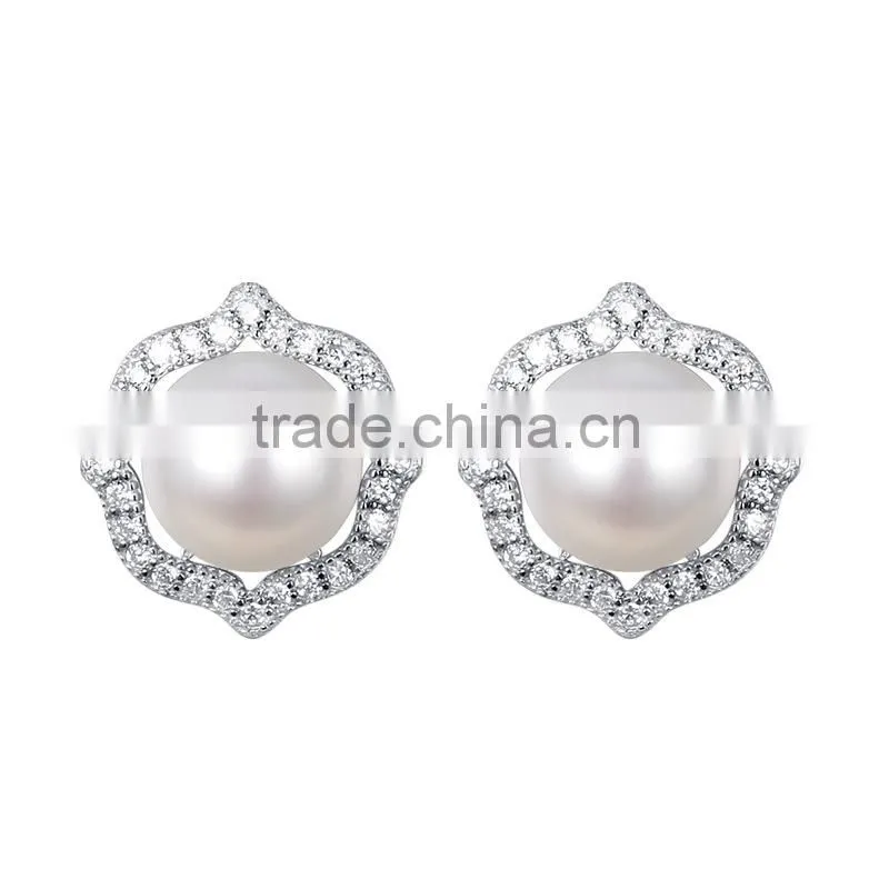 2015 new design freshwater pearl jewelry set jewelry in silver