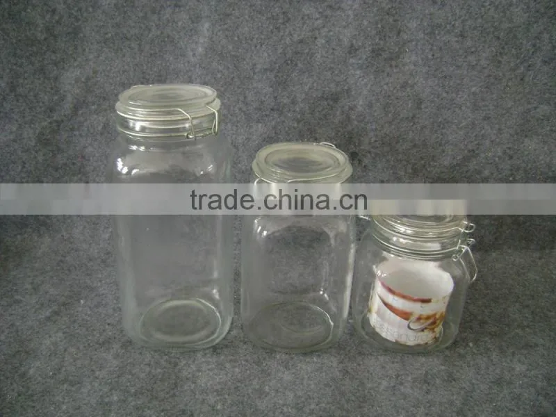 square airtight glass jar with glass lid