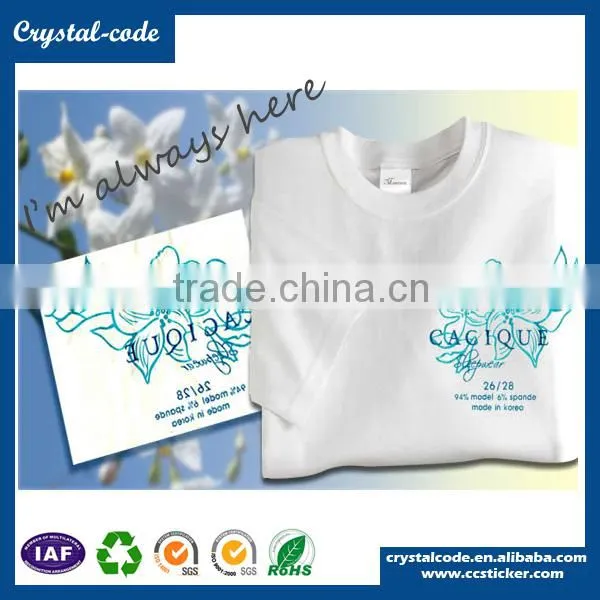 Heat press iron on heat transfer label