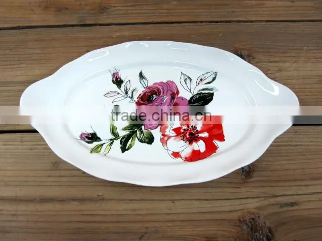 Cute 6 Ceramic Tea Coffee Cups with Purple Ceramic Tray Set for Home/ Office