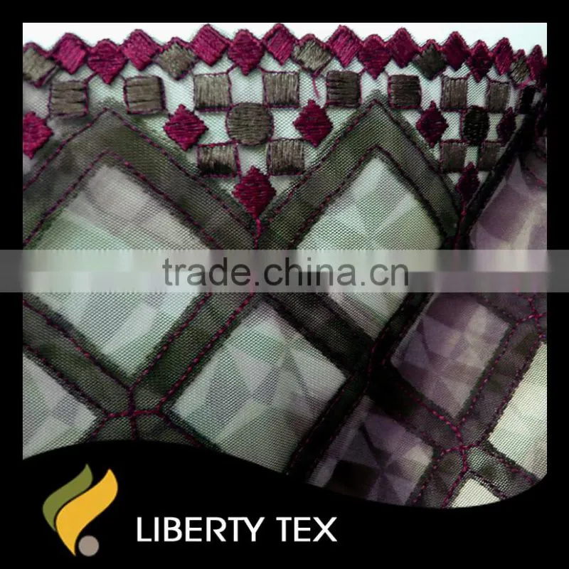 High quality geometric heat cut embroidery print ground fabric design