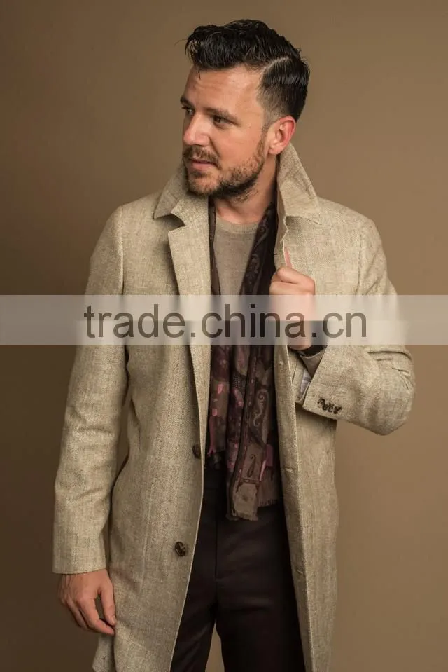Fresh Linen Fabric Custom Made SlimFit Latest Design Men Long Coat