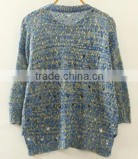 Royal Hollow Gold Wire Hedging Blue Sweater