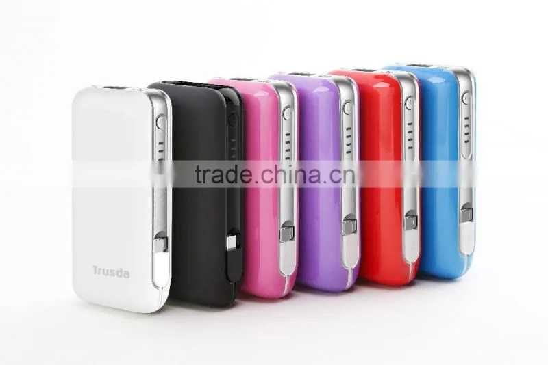 U902 Built in Cables Custom logo High quality Lithium battery 5200mAh power bank for Phones and Tablets