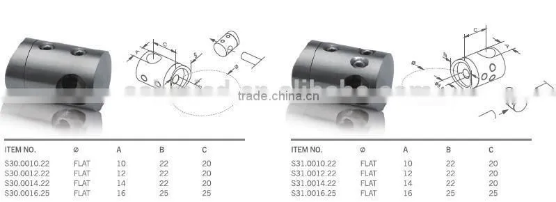 Stainless steel Bar Holder bar connector crossbar holder for Handrail