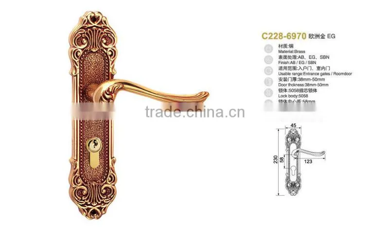 luxury Tri-circle brand Brass European interior room door lock;High-end european-style door lock series