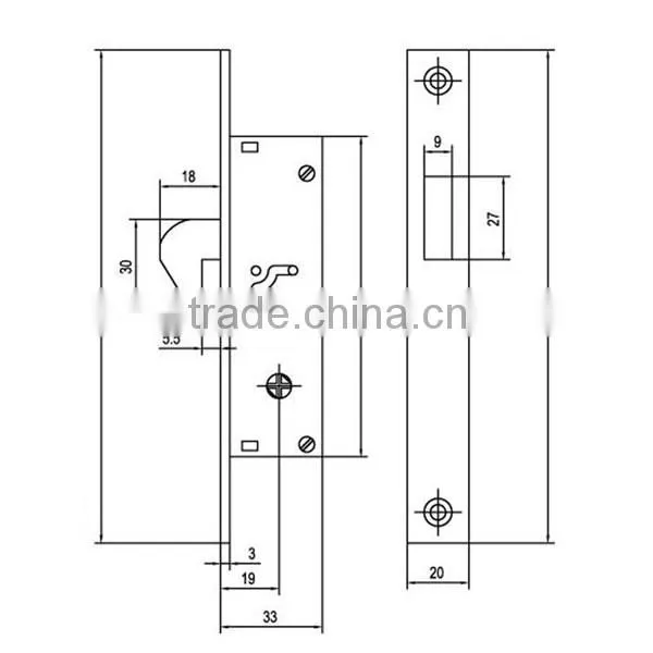 1684CH Sliding wooden door lock cross key lock sliding door lock