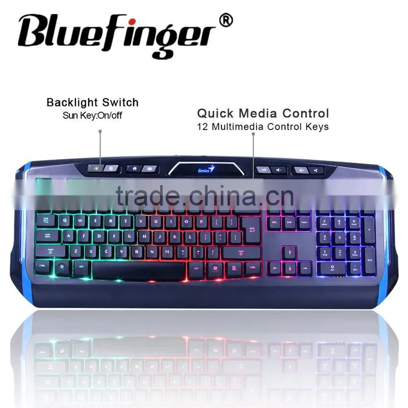 Rainbow backlit USB wired computer keyboard