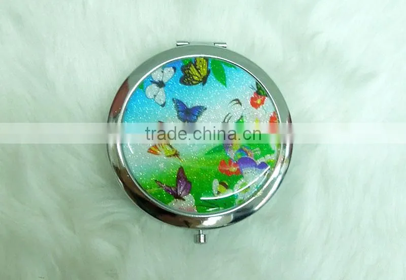Custom butterfly sticker makeup mirror/professional makeup mirror with epoxy sticker