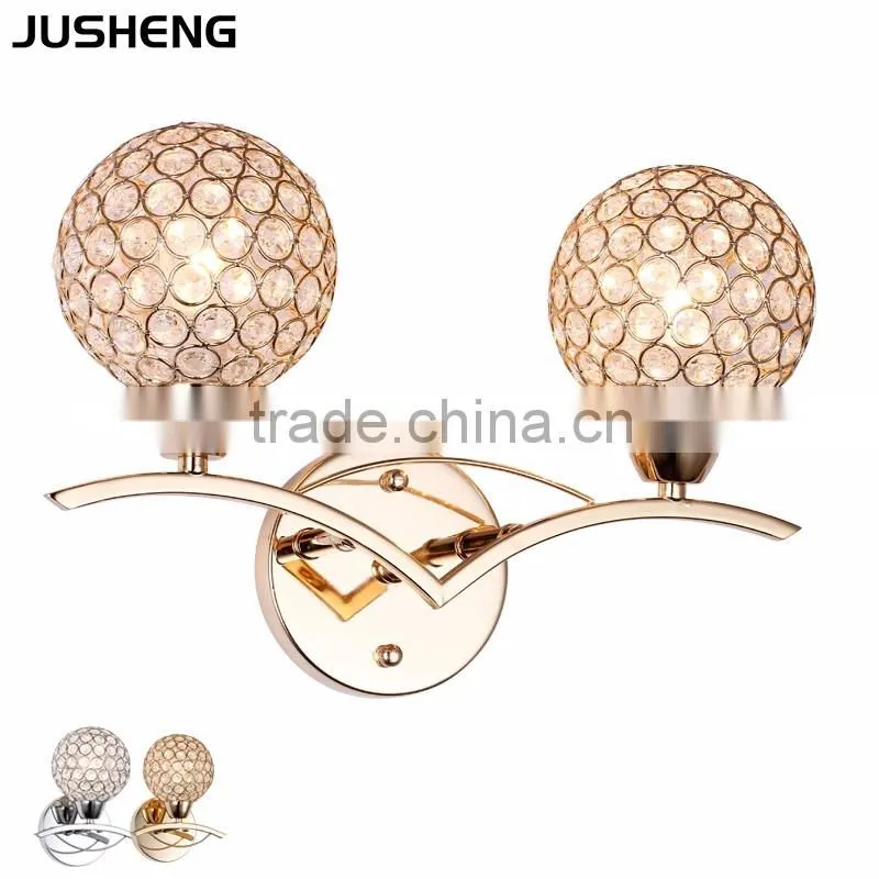 E14 contemporary indoor 2-lamps crystal lighting wall light 110-240v ac
