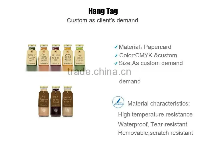 Wholesale Cheap Custom Paper Bottle Neck Hang Tag With High Quality