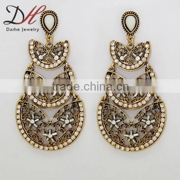 Women's Vintage Bohemian Boho Style Tibetan Carved Beads Tassel Dangle Earrings