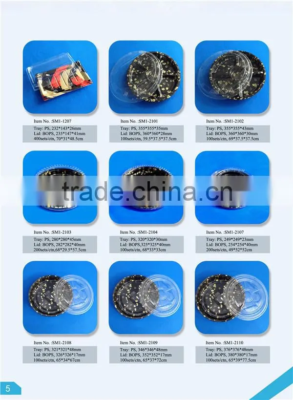 Disposable plastic food packing tray/plastic tray/plastic boat tray for fish, sushi, salad