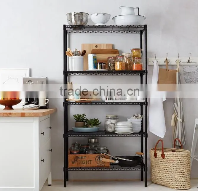 5-Shelf metro Shelf ; Black wire shelf system black