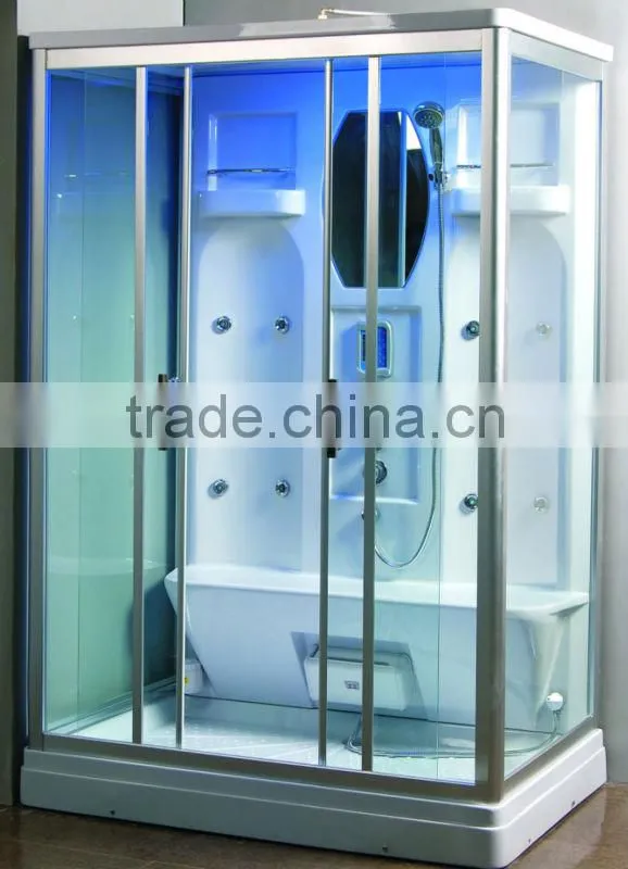 2016 hot design ETL and CE list black acrylic steam shower cabin combo with bathtub for 2 person