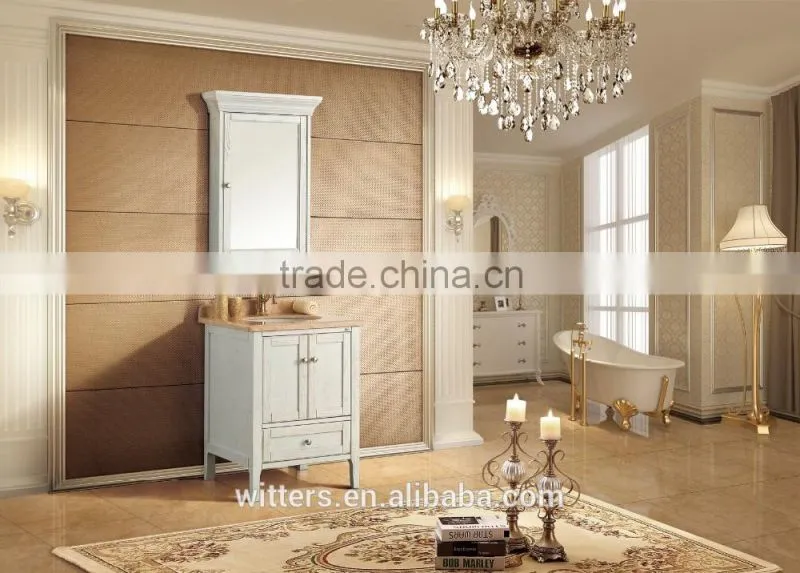 Wood bathroom vanity unit only white with marble counter top WTS840