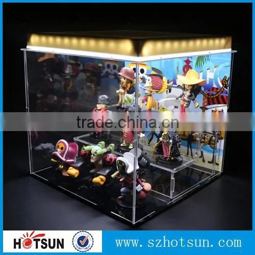 Alibaba wholesale clear acrylic box with hinged lid acrylic portable led light display case led illuminated display case