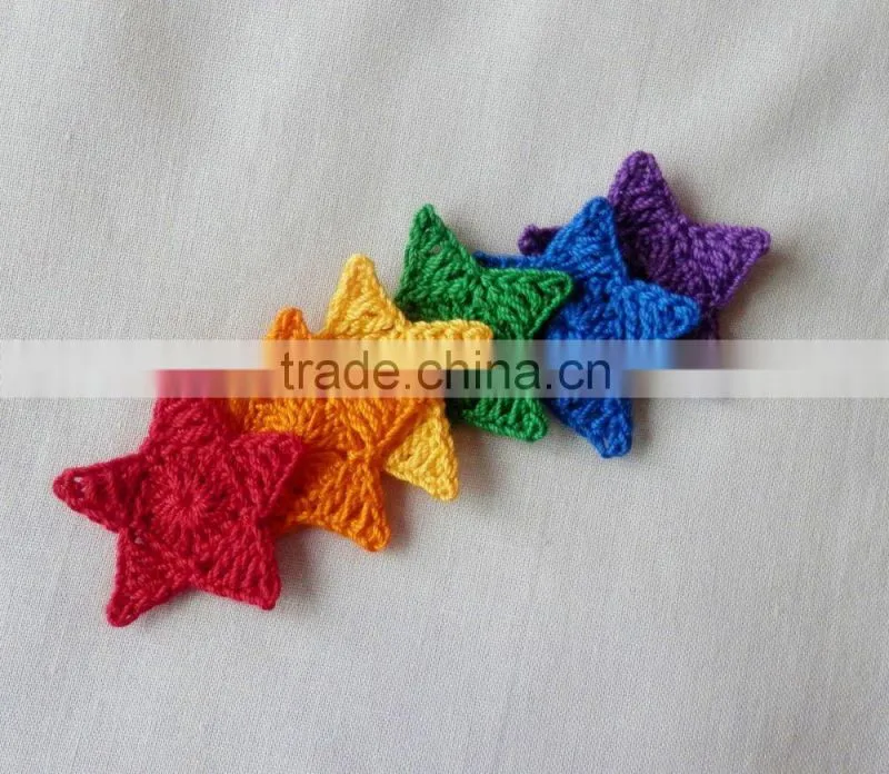 Crochet Multicolor Star Appliques,Supplies,Sewing