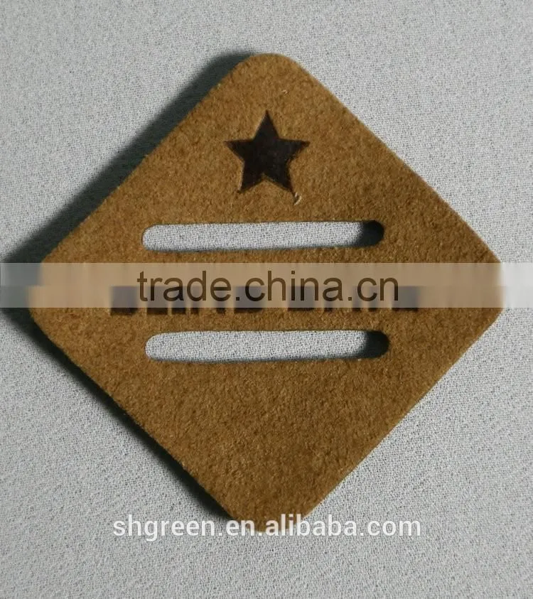 Durable microfibre leather hangtag with debossed logo