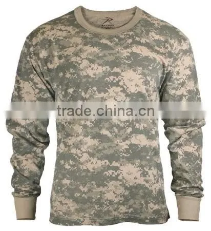 Wholesale china factory long sleeve woodland camo t-shirt