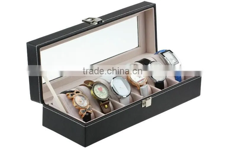 customized 6 grid leather watch box for display gift boxes