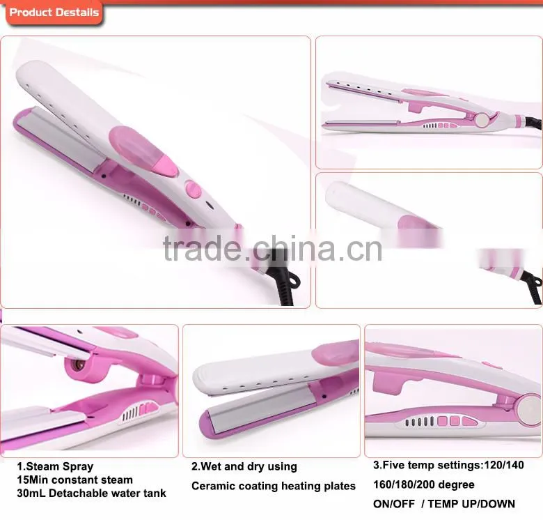 New Arrivals Pink hair iron make curl and staightening hair straightener