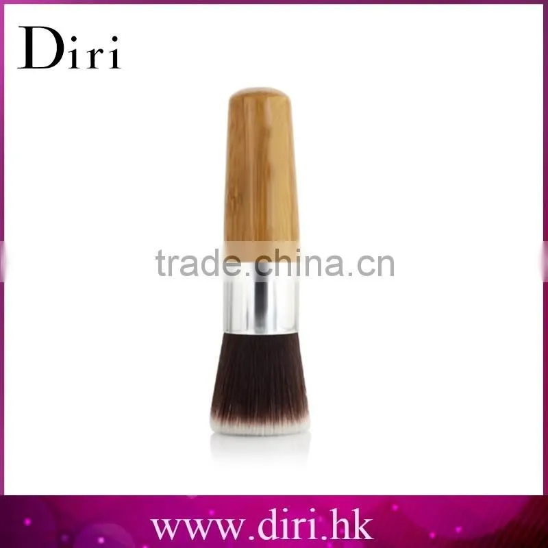 OEM shiny wooden handle straight synthetic hair foundation brush