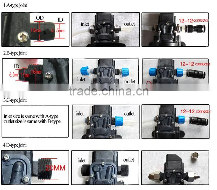 DC 12V/24V Reflux Valve or Auto High Pressure Switch Mini Garden Water Pump