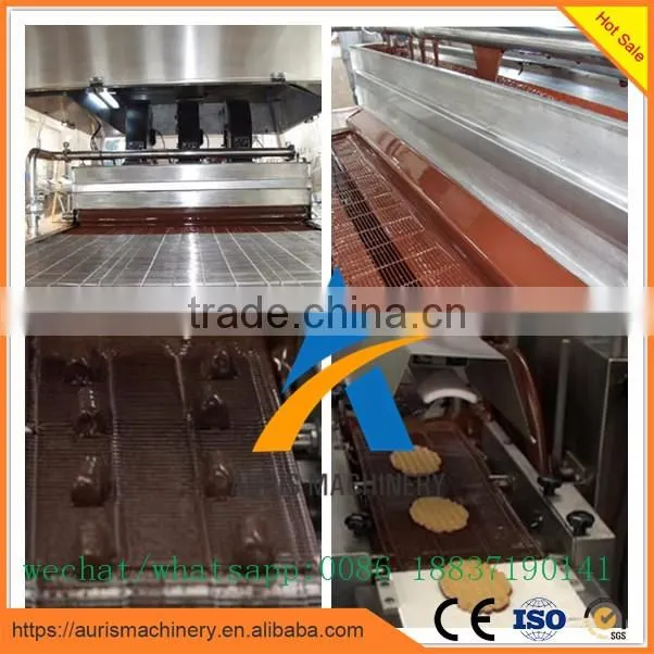 small model chocolate cookies, candy enrober machine