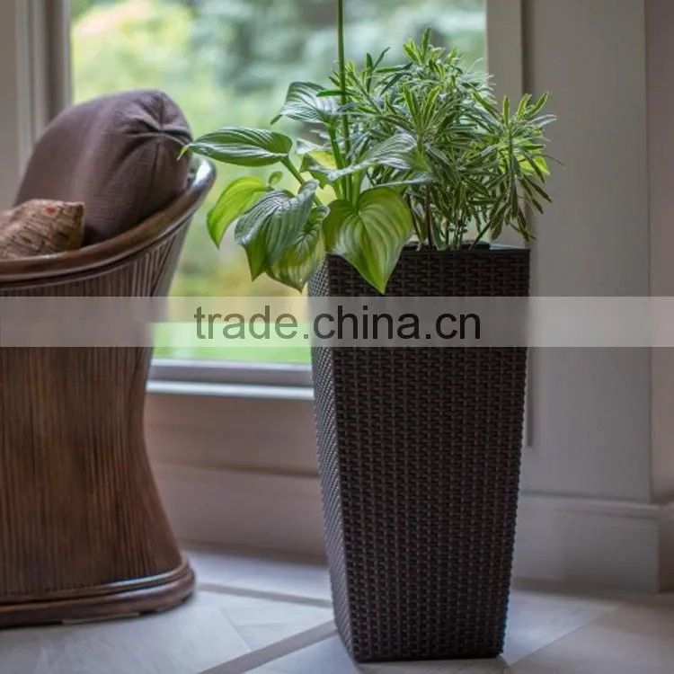 Black resin rattan home/garden indoor big decorative plant pots indoor