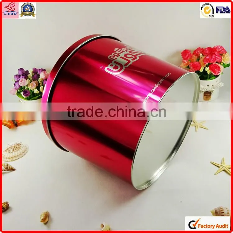 custom design glossy metal print popcorn tin packing cans