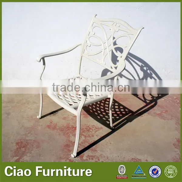 White reseau table and chairs aluminum outdoor furniture
