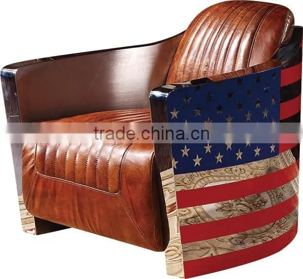America style high end vintage retro style genuine leather sofa S106#