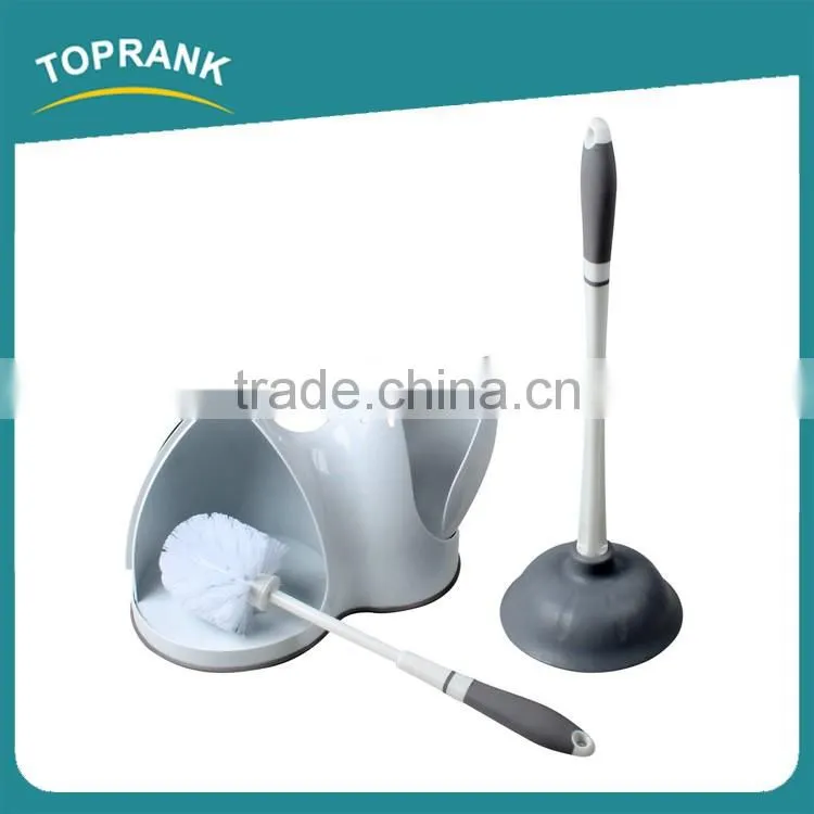 Toprank New Product 2 In 1 Plastic Toilet Brush And Toilet Plunger Set Toilet Bowl Brush With Stand