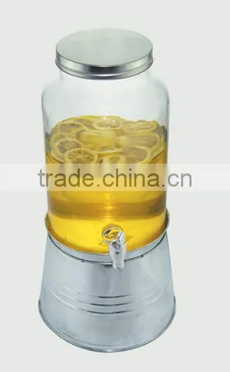 5L clear cylinder glass juice water beer dispenser with faucet and keg