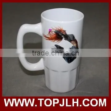 High quality custom logo printed glass beer mug for sublimation