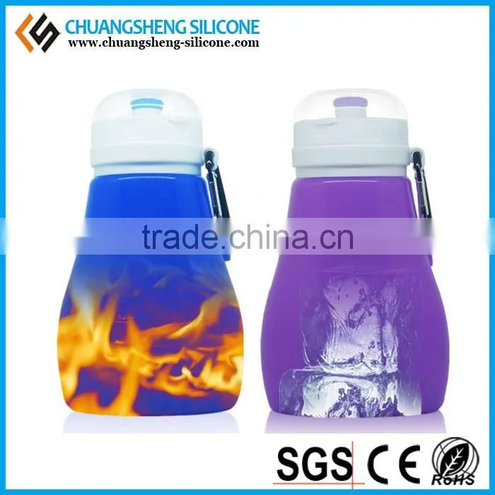 Sports required water bottle, silicone folding bottle, pocket bottle