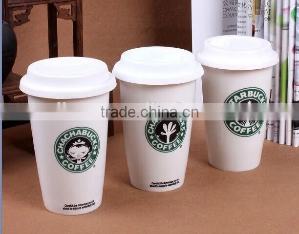 Wholesale starbucks coffee mug, ceramic starbucks mug with silicone lid and sleeve