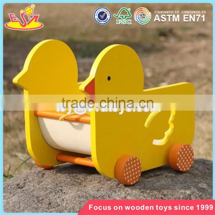 wholesale lovely duck baby wooden pull car toy new design wooden pull car toy for toddlers W05B158