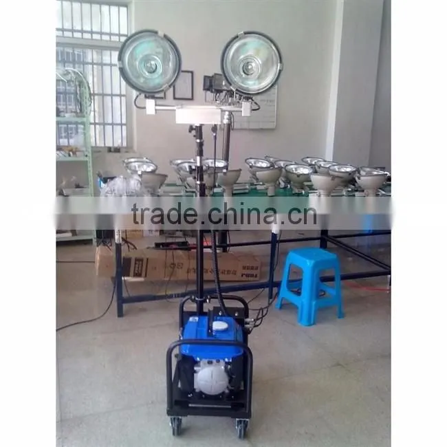 Hand push telescopic light tower,battery powered led light tower