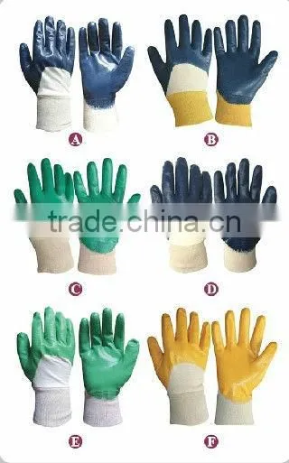 CR Nitrile coated gloves,knitted wrist,open back