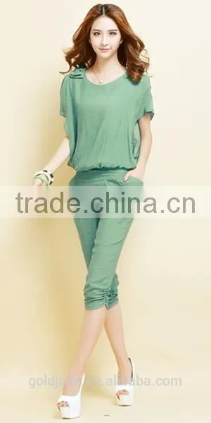 OEM polyester cotton spandex lady sexy casual shorts and harem pants set