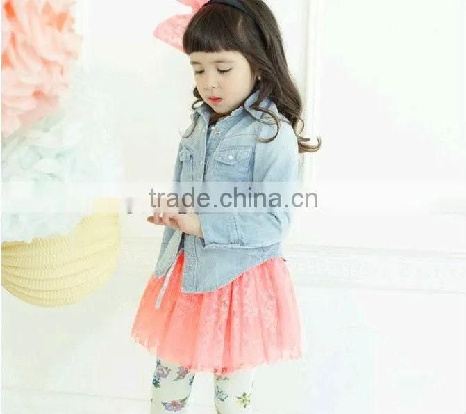 Newest style Autumn/spring season children young girls jean coat