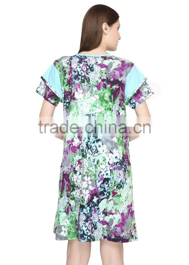 New fashion all over print maternity dress green maternity dresses for office