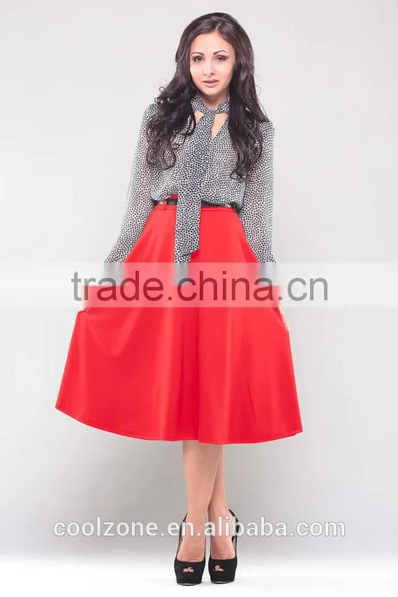 Fashionable latest women skirt design elegant flared office skirt