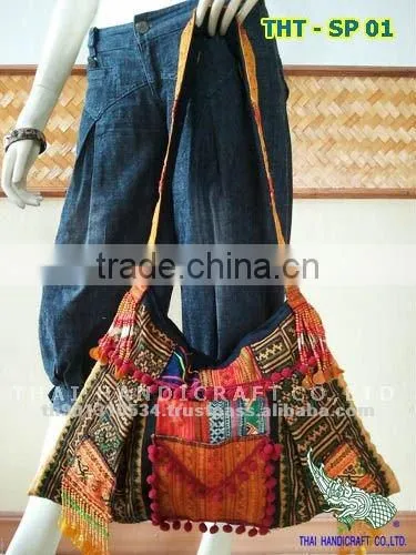 Embroidered HMONG Hill Tribe Tote Handmade Hand Bag