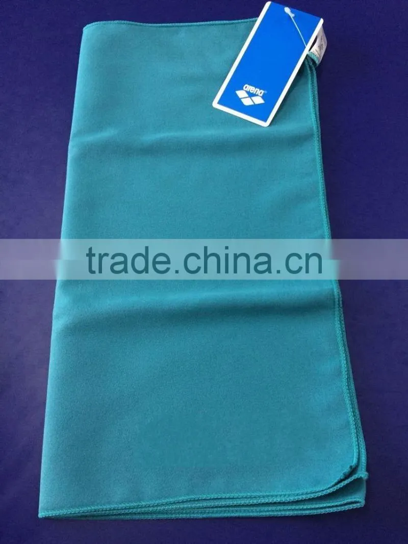 Arena yellow solid suede microfiber towel ,microfiber bathing towel